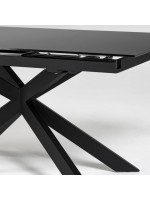 MILANO table 160 extensible 210 cm avec plateau en vitro et pieds en métal peint avec mobilier de designer