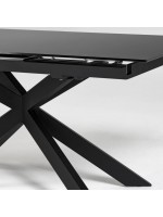 MILANO tavolo 160 allungabile 210 cm con piano in vetro e gambe in metallo verniciato arredamento design
