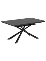 BARNABA Mesa 160 extensible 210 cm con tapa en vidrio y patas en metal pintado con muebles de diseño