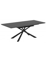 BARNABA table 160 extensible 210 cm avec plateau en vitro et pieds en métal peint avec mobilier de designer