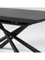 BARNABA Mesa 160 extensible 210 cm con tapa en vidrio y patas en metal pintado con muebles de diseño