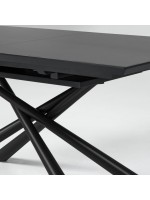 BARNABA tavolo 160 allungabile 210 cm con piano in vetro e gambe in metallo verniciato arredamento design