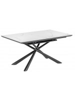 AKARON table 160 extendable 210 cm with top in ceramic glass and legs in painted metal with designer furniture