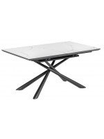AKARON tavolo 160 allungabile 210 cm con piano in vetro ceramica e gambe in metallo verniciato arredamento design