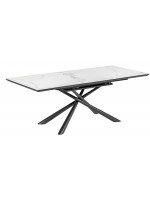 AKARON Mesa 160 extensible 210 cm con tapa en vidrio cerámico y patas en metal pintado con muebles de diseño