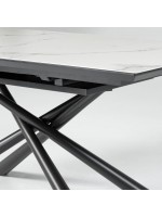 AKARON tavolo 160 allungabile 210 cm con piano in vetro ceramica e gambe in metallo verniciato arredamento design