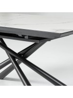 AKARON Tisch 160 ausziehbar 210 cm mit Platte aus Keramikglas und Beinen aus lackiertem Metall mit Designermöbeln