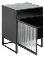 LEE bedside table in black steel and design tempered glass