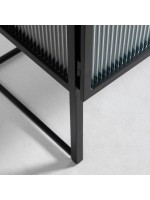 LEE 160 cm sideboard in black metal and tempered glass