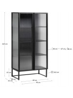 LEE in black metal and tempered glass cabinet display cabinet bookcase sideboard