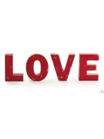 LOVE set 4 lettere decorative in metallo rosso finitura anticata