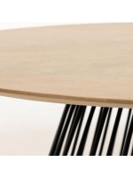 MITRAC Table basse ovale 120x65 avec plateau en bois et base en métal noir