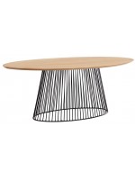 ATRAK oval table 200x110 with wooden top and black metal base, modern design