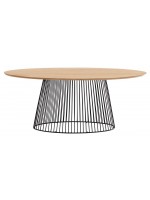 ATRAK ovaler Tisch 200x110 mit Holzplatte und schwarzem Metallfuß modernes Design