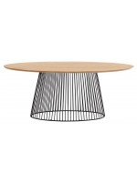 ATRAK Table ovale 200x110 avec plateau en bois et base en métal noir design moderne