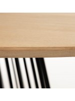 ATRAK Table ovale 200x110 avec plateau en bois et base en métal noir design moderne