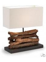 SAHAI tropical wooden recycled with shade table lamp