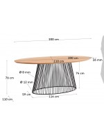 ATRAK oval table 200x110 with wooden top and black metal base, modern design