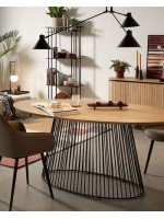 ATRAK ovaler Tisch 200x110 mit Holzplatte und schwarzem Metallfuß modernes Design