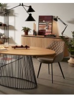 ATRAK ovaler Tisch 200x110 mit Holzplatte und schwarzem Metallfuß modernes Design