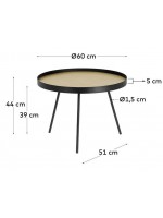 ASAL mesa de centro redonda ø60 estructura de metal negro y tapa de madera