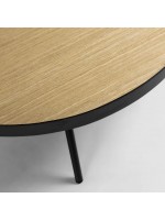 ZINA round coffee table ø84 black metal frame and wooden top