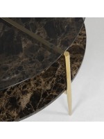 BENGALA Table basse Ø84 cm en métal doré et plateaux en verre trempé
