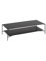 PINTA 140x60 Couchtisch in mattschwarzem Metall mit minimalem Design