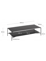 PINTA Mesa de centro 140x60 en metal negro mate diseño minimalista