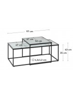 DORA ensemble de 2 tables basses en véritable design industriel en métal givré et noir