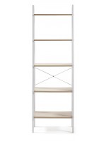 ETRURIA bookcase in white painted steel and gray oak shelves