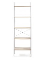 ETRURIA bookcase in white painted steel and gray oak shelves