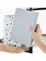 VEGO Bücherregal aus schwarzem Metall und Akazienholz für das Home-Office-Studio