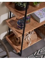 VEGO Bücherregal aus schwarzem Metall und Akazienholz für das Home-Office-Studio