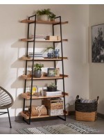 VEGO bookcase in black metal and acacia wood design for home office studio