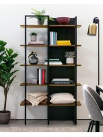 NAGER bookcase in walnut and black metal design living room home