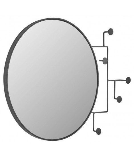 DANDI specchio con appendiabiti a muro decorativo in metallo nero con 5 ganci