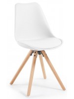 BRALF couleur au choix chaise en polypropylène assise avec coussin en éco-cuir de la même couleur et pieds en bois de hêtre