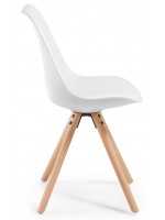 BRALF couleur au choix chaise en polypropylène assise avec coussin en éco-cuir de la même couleur et pieds en bois de hêtre
