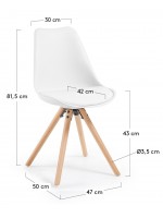 BRALF silla a elegir en polipropileno asiento con cojín en ecopiel del mismo color y patas en madera de haya