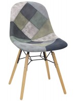 LIPLA color choice in patchwork upholstered chair with structure in wood and metal