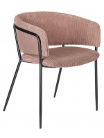BIANCA chaise au choix couleur velours côtelé avec accoudoirs avec structure en métal noir fauteuil design home