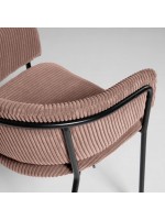 BIANCA en pana color elección silla con reposabrazos con estructura de metal negro design home sillón