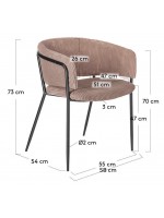 BIANCA chaise au choix couleur velours côtelé avec accoudoirs avec structure en métal noir fauteuil design home