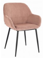 AXAR choix de couleur en velours côtelé chaise avec accoudoirs structure en métal noir fauteuil design home