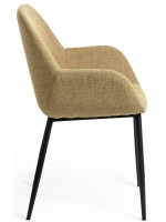 ANIAS choice of color in fabric and black metal frame chair with armrests for home or contract