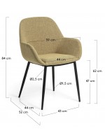 ANIAS Wahl der Farbe in Stoff und schwarzem Metallrahmen Stuhl mit Armlehnen für zu Hause oder Vertrag