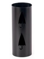 POLO umbrella stand in matt black painted steel with home or contract perforated design