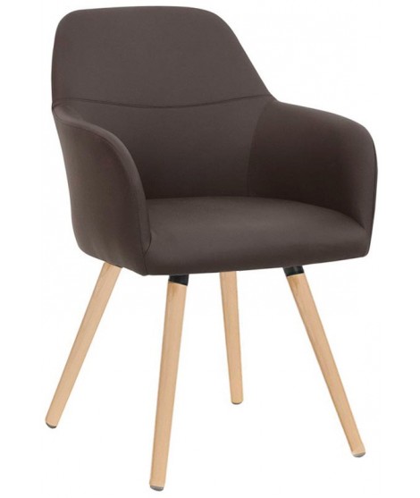 FAVELA elección de color en cuero ecológico y patas de madera silla con reposabrazos diseño de muebles para el hogar