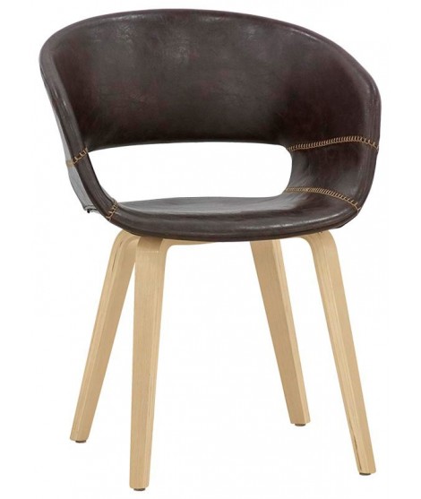 BIANCA scelta colore in ecopelle effetto cuoio struttura in legno sedia con braccioli anni 30
